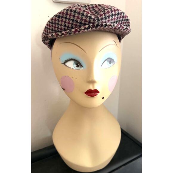 Vintage Connemara Irish Wool Newsboy Cap Hat Hand-tailored Ireland Houndstooth main image 6